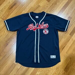 Boston Red Sox Jersey Mens XL True Fan MLB Button Front Navy Baseball Shirt